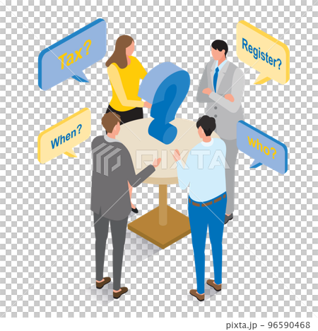 Isometric _ Men and women who are worried about the invoice system 96590468