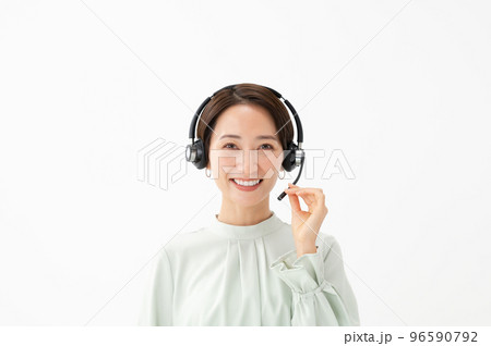 ヘッドセット　女性　白バック 96590792