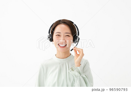 ヘッドセット　女性　白バック 96590793