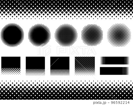 黒のハーフトーンフレーム素材セット 黒のハーフトーンフレーム素材セット 96592214