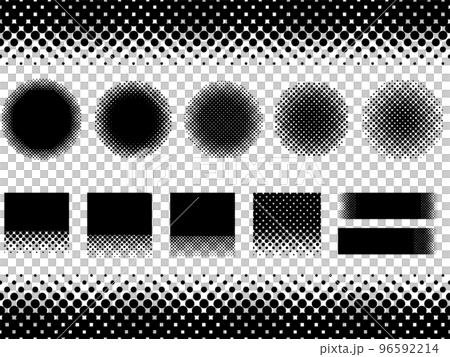 黒のハーフトーンフレーム素材セット 黒のハーフトーンフレーム素材セット 96592214