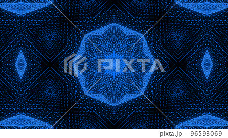 青色の点描画　模様　ゴシック　万華鏡　CG　背景　壁紙 96593069