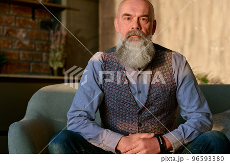 close-up. portrait of a serious bearded man. close-up. portrait of a serious bearded man. 96593380