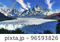 ペリトモレノ氷河とフィッツロイ山合成写真 96593826