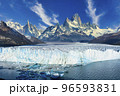 ペリトモレノ氷河とフィッツロイ山合成写真 96593831