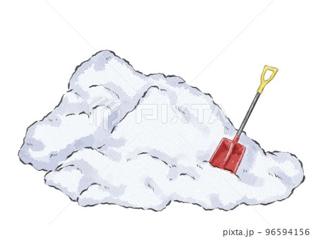 山盛りの雪とスコップのイラスト（水彩風） 96594156