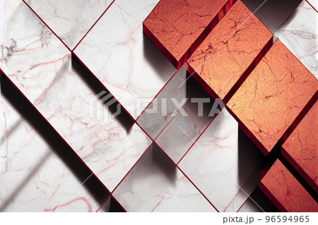 Splendid marble pink gold geometric abstract in digital art 3D illustration. 96594965