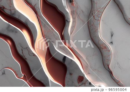 Splendid marble pink gold abstract in digital art 3D illustration. 96595004