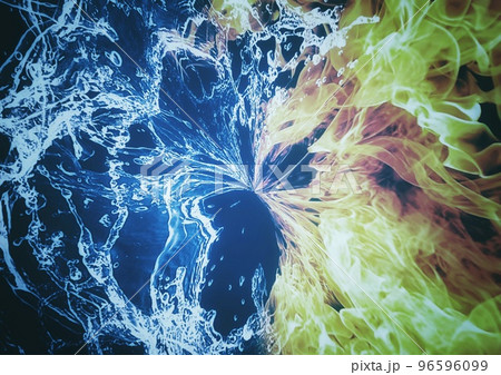 火炎と水が組み合わさった渦の3dイラストレーション 火炎と水が組み合わさった渦の3dイラストレーション 96596099