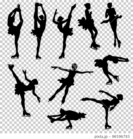 女子花樣滑冰運動員剪影（套） 96596783