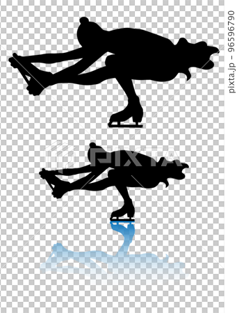 女子フィギュアスケーターのシルエット(シットスピン・黒バージョン) 女子フィギュアスケーターのシルエット(シットスピン・黒バージョン) 96596790