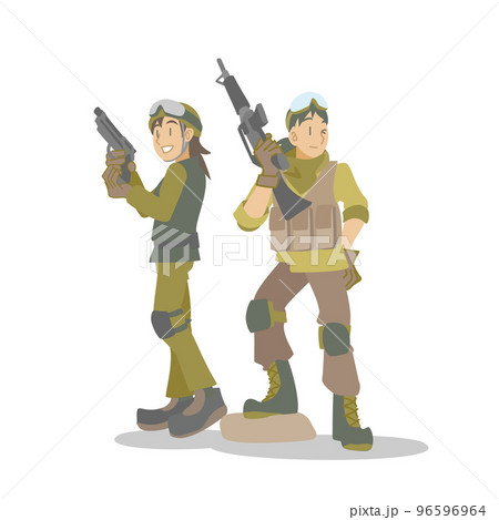 サバイバルゲームを楽しむ女性たち サバイバルゲームを楽しむ女性たち 96596964