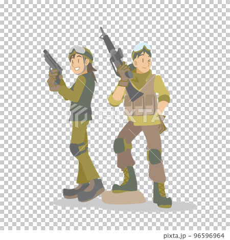 サバイバルゲームを楽しむ女性たち サバイバルゲームを楽しむ女性たち 96596964