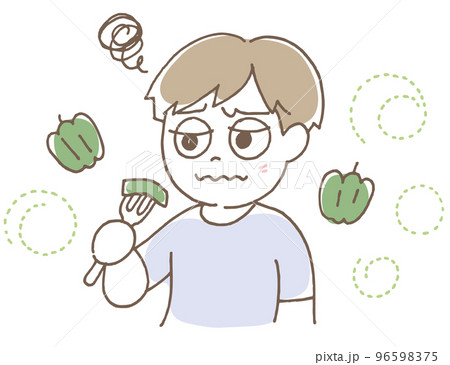 野菜嫌いの子供（背景ぐるぐる有り） 96598375