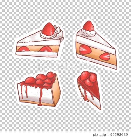 Set of cute hand drawn strawberry cake. Set of cute hand drawn strawberry cake. 96598689