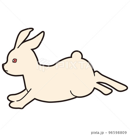 飛び跳ねるうさぎのイラスト素材　線画あり 96598809