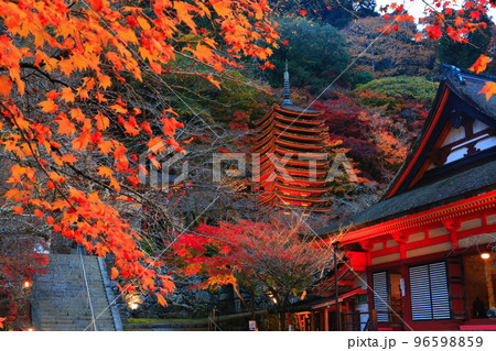 【奈良県】談山神社の紅葉ライトアップ(十三重塔と神廟拝所) 【奈良県】談山神社の紅葉ライトアップ(十三重塔と神廟拝所) 96598859