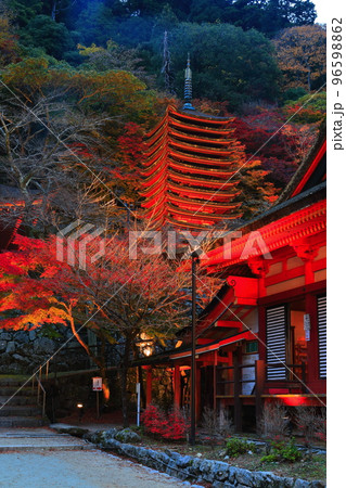 【奈良県】談山神社の紅葉ライトアップ(十三重塔) 【奈良県】談山神社の紅葉ライトアップ(十三重塔) 96598862