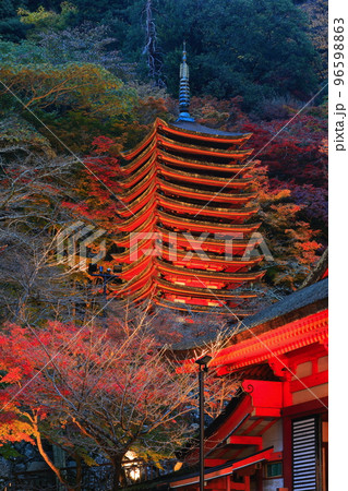 【奈良県】談山神社の紅葉ライトアップ（十三重塔） 96598863