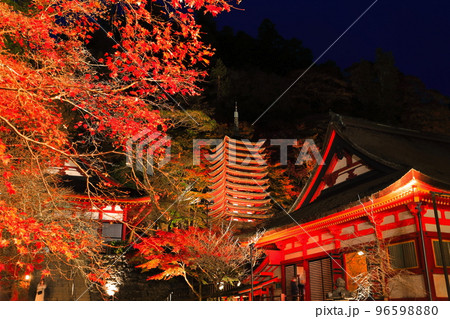 【奈良県】談山神社の紅葉ライトアップ（十三重塔と神廟拝所） 96598880