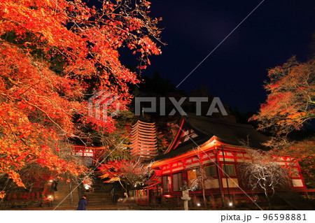 【奈良県】談山神社の紅葉ライトアップ(十三重塔と神廟拝所) 【奈良県】談山神社の紅葉ライトアップ(十三重塔と神廟拝所) 96598881