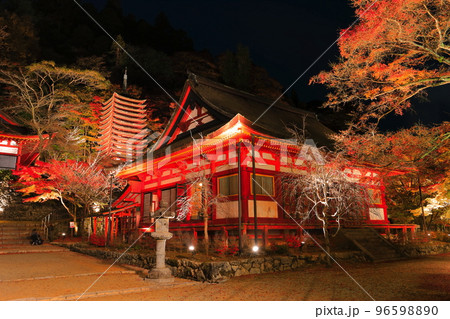 【奈良県】談山神社の紅葉ライトアップ（十三重塔と神廟拝所） 96598890