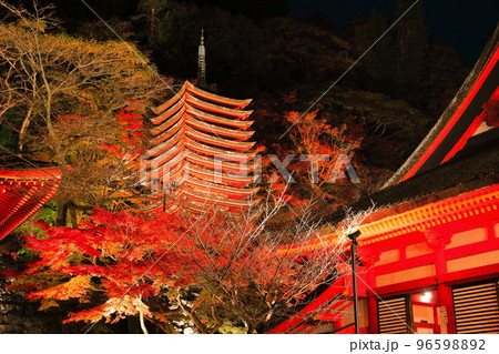 【奈良県】談山神社の紅葉ライトアップ（十三重塔と神廟拝所） 96598892