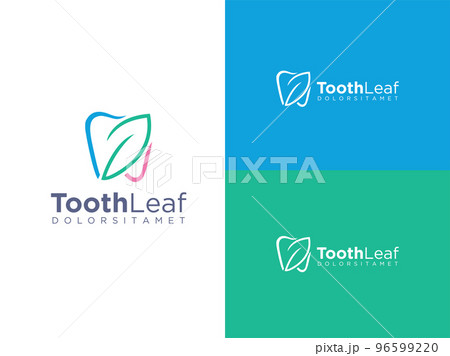 Dental Care Logo Design with Tooth and Leaf Icon Combination Dental Care Logo Design with Tooth and Leaf Icon Combination 96599220