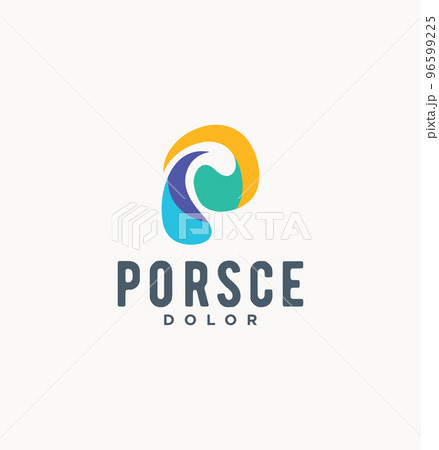 Colorful Abstract Letter P Logo design creatiive	 96599225