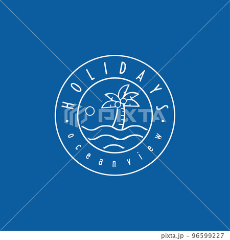 Holiday beach logo line icon flat design template	 96599227
