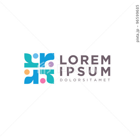 Letter R Simple Square Geometric Colorful Logo Vector Stock	 96599685