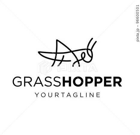 cricket insect logo icon in trendy minimal line linear style Stock Vector	 96600501