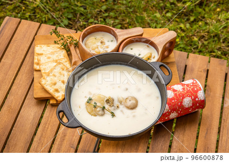 アウトドア料理　Outdoor lunch at the cottage 96600878