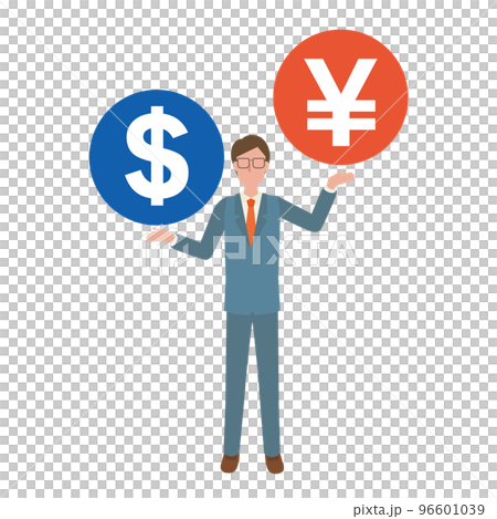 Image illustration of strong yen and weak dollar 96601039