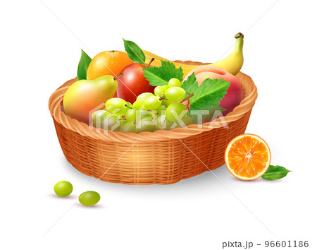 Realistic Fruits In Basket 96601186