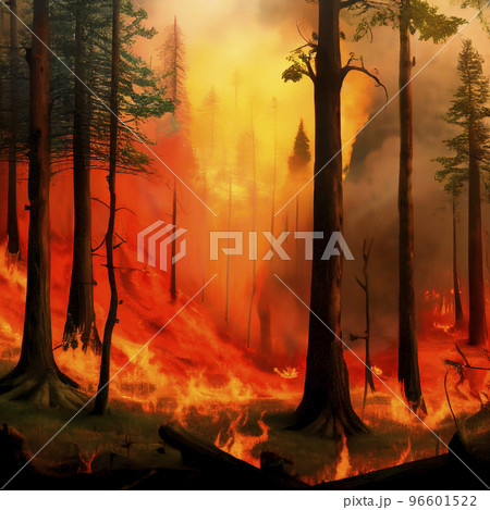 森林火災 山火事のイラスト素材