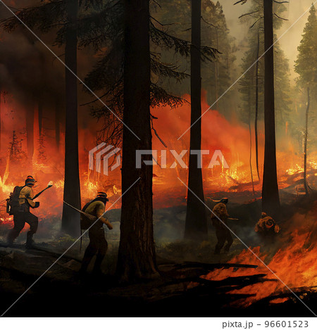 森林火災　山火事「AI生成画像」 96601523