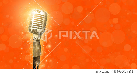 Vintage microphone on bokeh 96601731