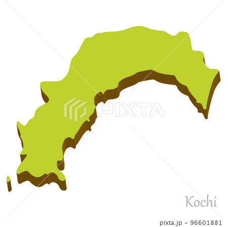 高知県の立体的な地図、シンボルマーク