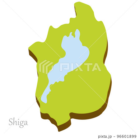 滋賀県の立体的な地図、シンプルでナチュラル 96601899