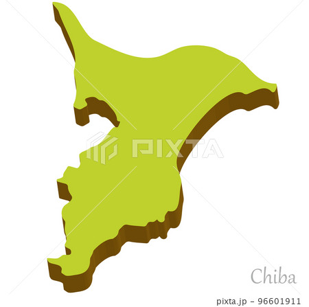 千葉県の立体的な地図、シンプルでナチュラル 96601911
