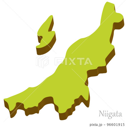 新潟県の立体的な地図、シンプルでナチュラル 新潟県の立体的な地図、シンプルでナチュラル 96601915