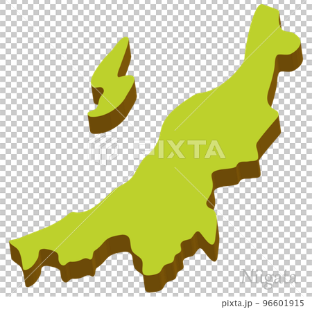 新潟県の立体的な地図、シンプルでナチュラル 新潟県の立体的な地図、シンプルでナチュラル 96601915