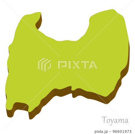 富山県の立体的な地図、シンプルでナチュラル 96601973