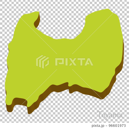 富山県の立体的な地図、シンプルでナチュラル 96601973