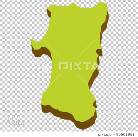 秋田縣三維地圖，簡單自然 96601981