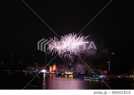Fireworks at Wat Kalayanmit in Bangkok, Thailand 96602820