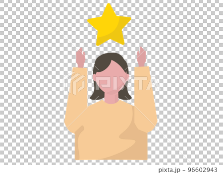 勝利を祝う女性。星を掲げる、ビクトリー、優勝 勝利を祝う女性。星を掲げる、ビクトリー、優勝 96602943