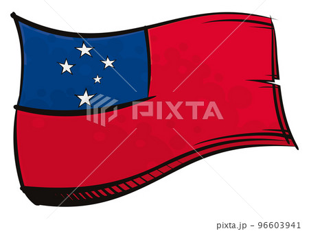 Painted Samoa flag waving in wind Painted Samoa flag waving in wind 96603941