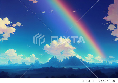 イラスト 雲 虹 青空 ファンタジー ピンク アニメ ゲーム 96604130